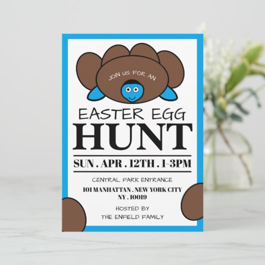 Blaues Schildkröteneier, Ostereierjagd Ankündigung (Stehend Vorderseite)