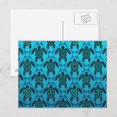Blaues Schildkrötenmuster Postkarte (Vorne/Hinten)