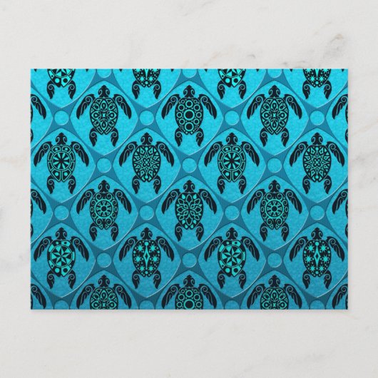 Blaues Schildkrötenmuster Postkarte (Vorderseite)