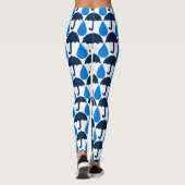 Blaues Schirm- und Raindrop-Muster Leggings (Rückseite)