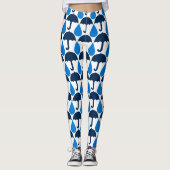 Blaues Schirm- und Raindrop-Muster Leggings (Vorderseite)