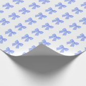 Blaues Schleifenmuster Geschenkpapier (Ecke)