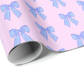 Blaues Schleifenmuster Geschenkpapier (Rolleneckpunkt)