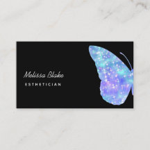 Blaues Schmetterlinglogo auf schwarz