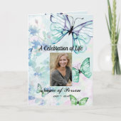 Blaues Schmetterlings-Begräbnis-Programm Programm (Vorderseite)