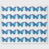 Blaues Schmetterlings-Packpapier Geschenkpapier (Flach)