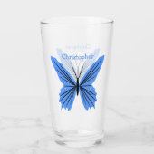Blaues Schmetterlingsdesign Glas (Rückseite)