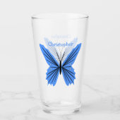 Blaues Schmetterlingsdesign Glas (Vorderseite)