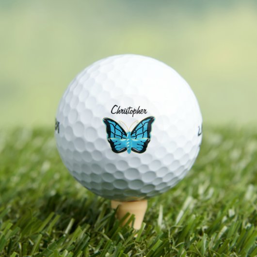 Blaues Schmetterlingsdesign Golfball (Insitu T-Shirt)