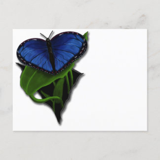 Blaues Schmetterlingsherz Postkarte