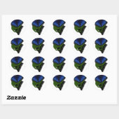 Blaues Schmetterlingsherz Runder Aufkleber (Blatt)