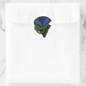 Blaues Schmetterlingsherz Runder Aufkleber (Tasche)