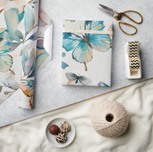 Blaues Schmetterlingsmotormuster Geschenkpapier
