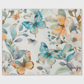 Blaues Schmetterlingsmotormuster Geschenkpapier (Flach)
