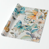 Blaues Schmetterlingsmotormuster Geschenkpapier (Ungerollt)