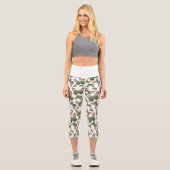 Blaues Schmetterlingsmuster Capri Leggings (Vorderseite)
