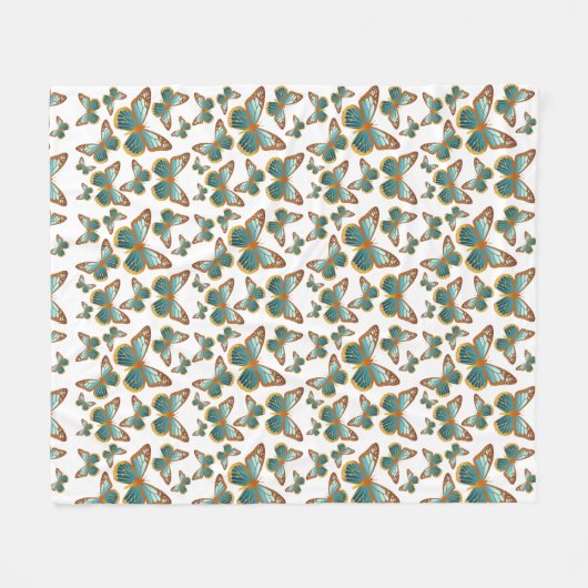 Blaues Schmetterlingsmuster Fleecedecke (Vorderseite (Horizontal))