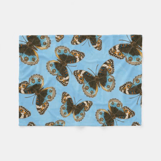 Blaues Schmetterlingsmuster Fleecedecke (Vorderseite (Horizontal))