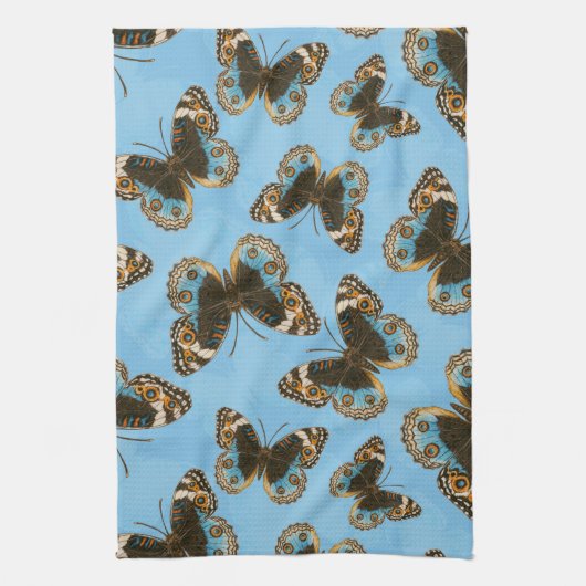Blaues Schmetterlingsmuster Geschirrtuch (Vertikal)