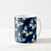 Blaues Schmetterlingsmuster Kaffeetasse (VorderseiteRechts)