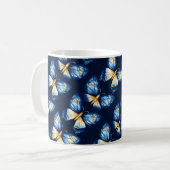 Blaues Schmetterlingsmuster Kaffeetasse (Vorderseite Links)