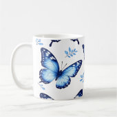 Blaues Schmetterlingsmuster Kaffeetasse (Links)
