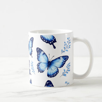 Blaues Schmetterlingsmuster Kaffeetasse