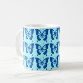 Blaues Schmetterlingsmuster Kaffeetasse (Vorderseite Links)