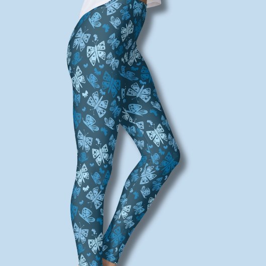 Blaues Schmetterlingsmuster Leggings