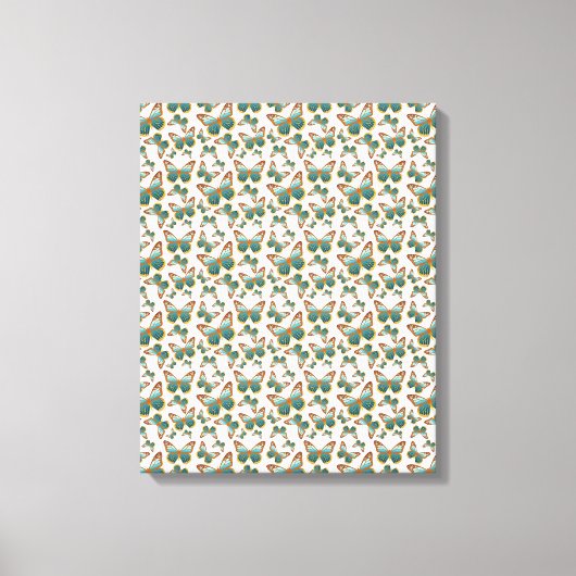 Blaues Schmetterlingsmuster Leinwanddruck (Vorderseite)