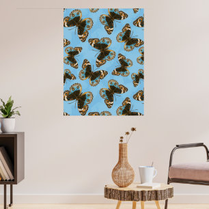 Blaues Schmetterlingsmuster Poster