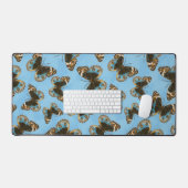Blaues Schmetterlingsmuster Schreibtischunterlage (Tastatur & Maus)