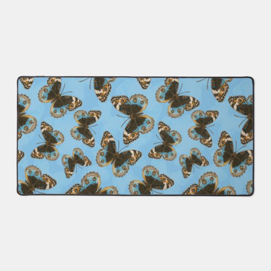 Blaues Schmetterlingsmuster Schreibtischunterlage (Vorderseite)