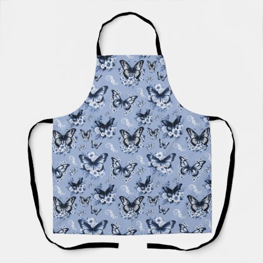 Blaues Schmetterlingsmuster Schürze (Vorderseite)