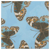 Blaues Schmetterlingsmuster Stoff (Nahaufnahme)