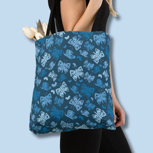 Blaues Schmetterlingsmuster Tasche