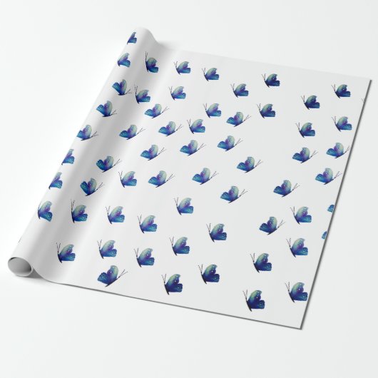 Blaues Schmetterlingspapier Geschenkpapier (Ungerollt)
