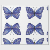 Blaues Schmetterlingsverpackungspapier, 30 x 2 m Geschenkpapier (Flach)