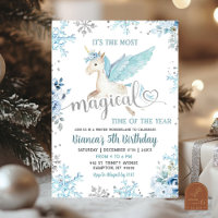 Blaues Schnee Magisches Einhorn Winter Geburtstag