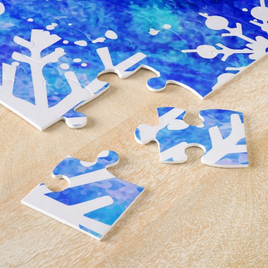 Blaues Schneeflocke-Aquarell Puzzle (Seite)