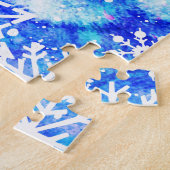 Blaues Schneeflocke-Aquarell Puzzle (Seite)