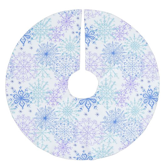 Blaues Schneeflocke-Muster - Weihnachtsbaum-Rock Polyester Weihnachtsbaumdecke (Vorderseite)