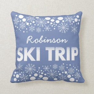 Blaues Schneeflocke-Ski-Reise-Kissen Kissen