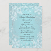 Blaues Schneeflocke-Winter-Märchenland Quinceanera Einladung (Vorne/Hinten)