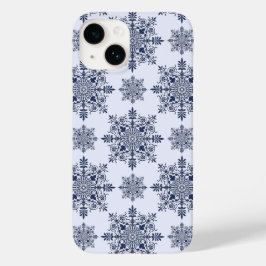 Blaues Schneeflocken-Damaskatmuster Case-Mate iPhone 14 Hülle