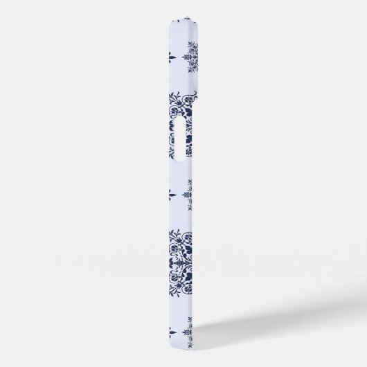 Blaues Schneeflocken-Damaskatmuster Case-Mate iPhone Hülle (Rückseite / Rechts)