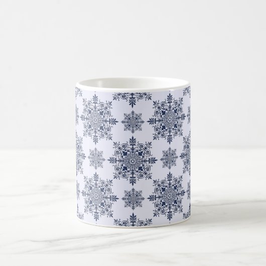 Blaues Schneeflocken-Damaskatmuster Kaffeetasse (Mittel)