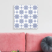 Blaues Schneeflocken-Damaskatmuster Leinwanddruck (Insitu (Wohnzimmer))
