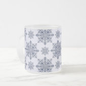 Blaues Schneeflocken-Damaskatmuster Mattglastasse (Vorderseite Links)