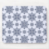 Blaues Schneeflocken-Damaskatmuster Mousepad (Vorne)